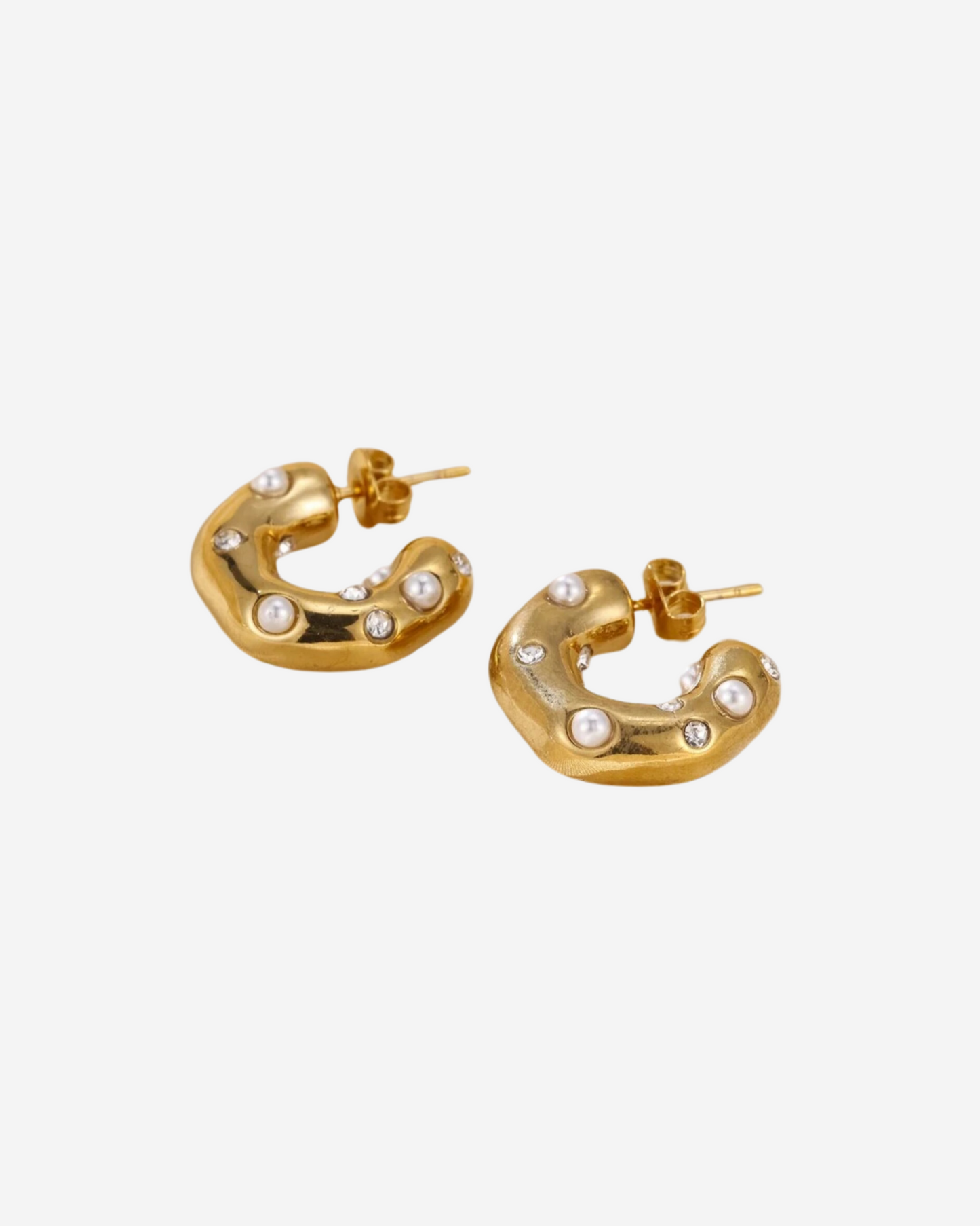 Golden pearl Hoops